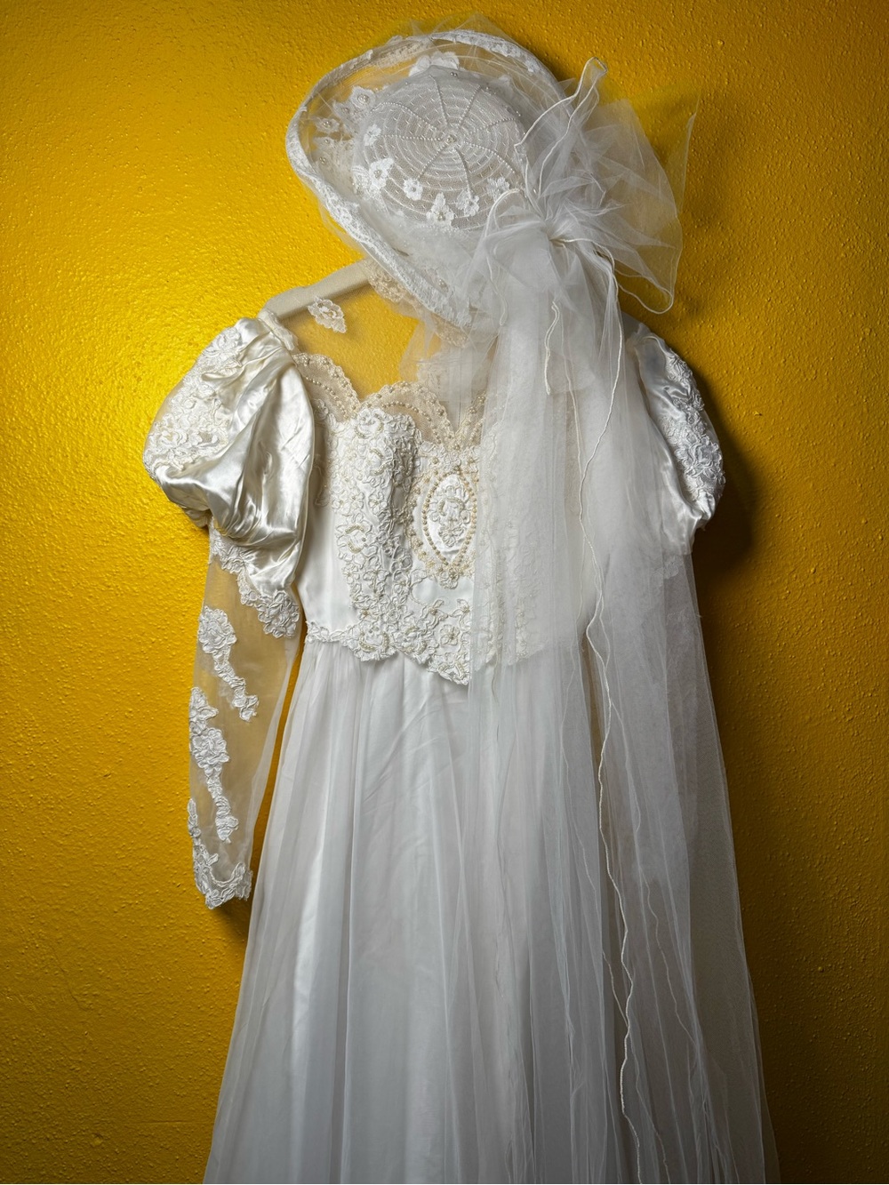 Vintage Victorian wedding dress with hat Veil
